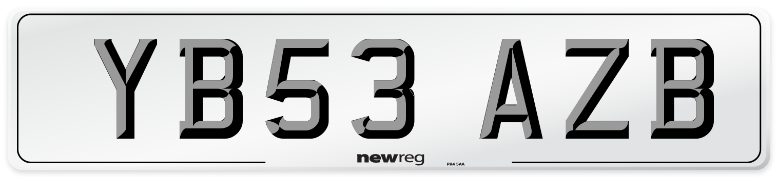 YB53 AZB Number Plate from New Reg